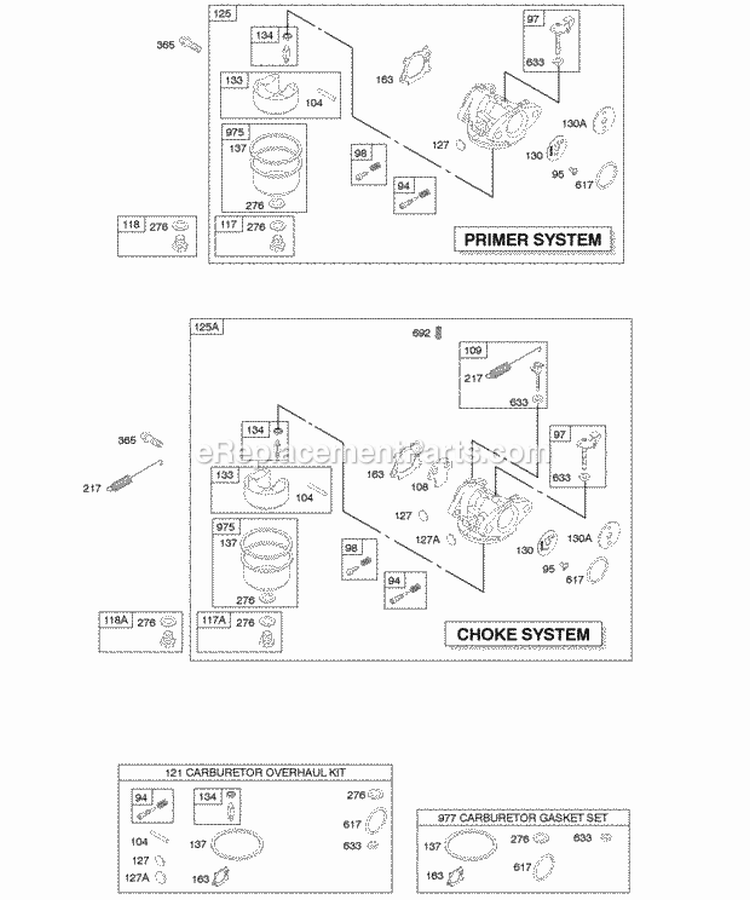 Carburetor Diagram and Parts List for 12J802-0861-01  Briggs and Stratton Engine